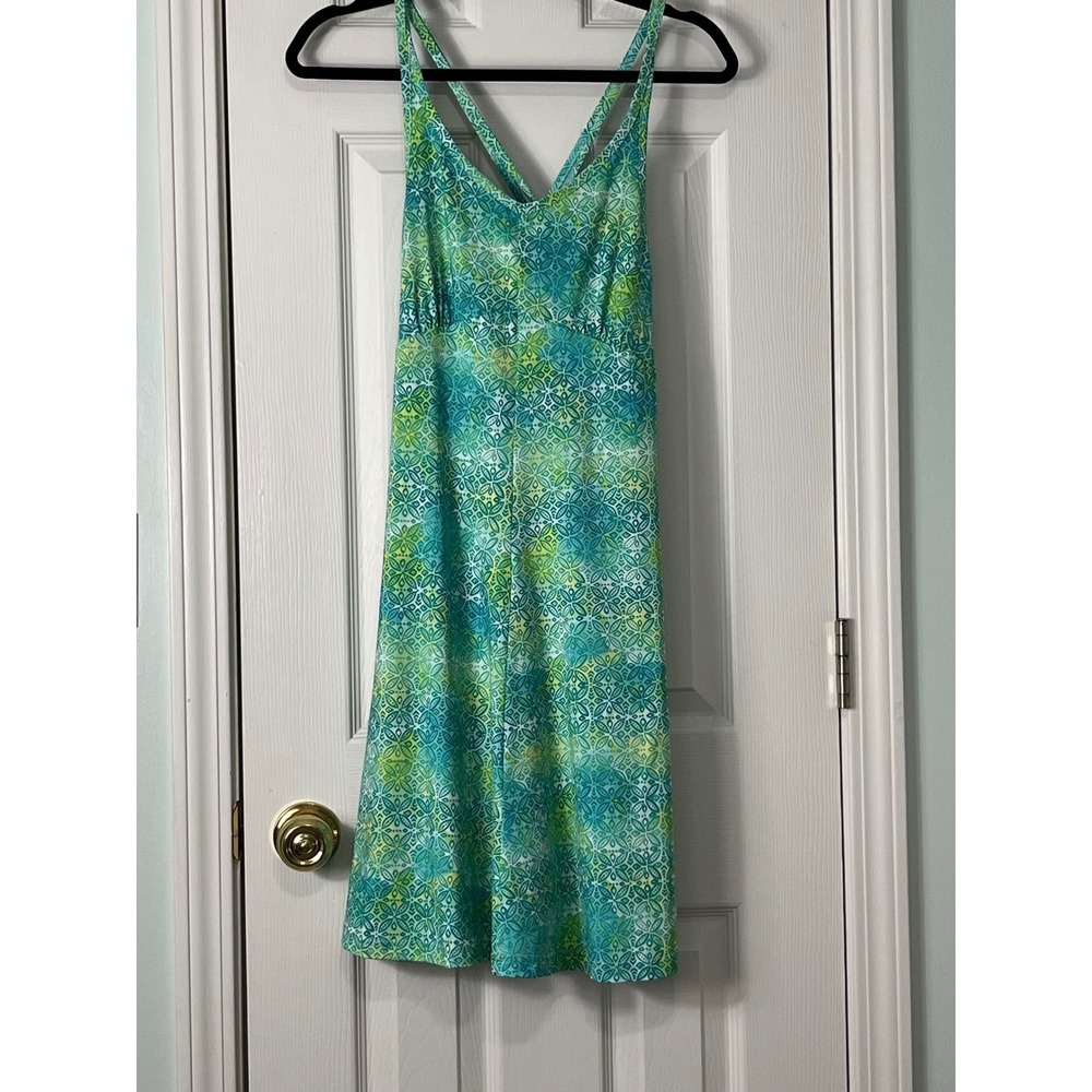 ExOfficio‎ Travel Dress Womens XS Green Excellent Geometric Quick Dry Stretch - Picture 2 of 10